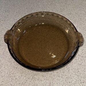 Vintage Pyrex Amber Glass Pie Pan Baking Dish with Handles